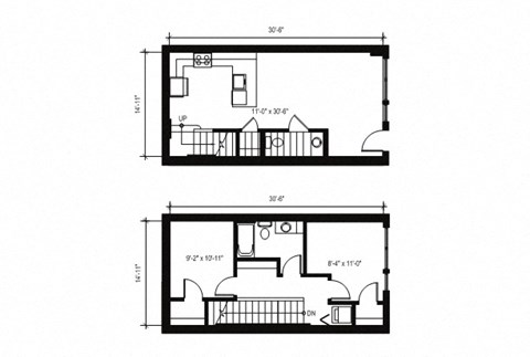 Stack House Apartments in Seattle, Washington 2x1.5 Townhome Floor Plan